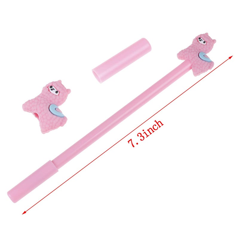 Olgaa 28 Pieces Cartoon Llama Pen Cute Alpaca Gel Pen,4 Colors for School Office Supplies Kids Gifts, Black Ink, 0.5mm Ball Point - Image 2